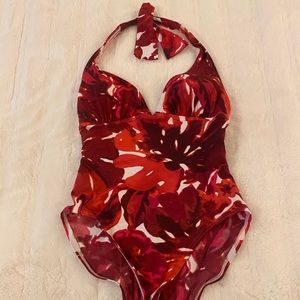 Tommy Bahama Palm Print One Piece Swim Suit